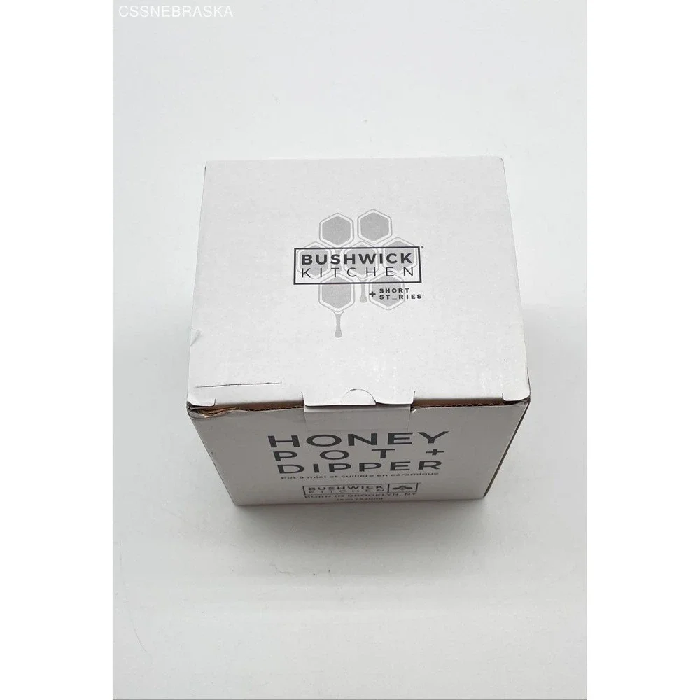 New Bushwick Kitchen Honey Pot‎ with Dipper Ceramic Jar with Lid | 14 oz